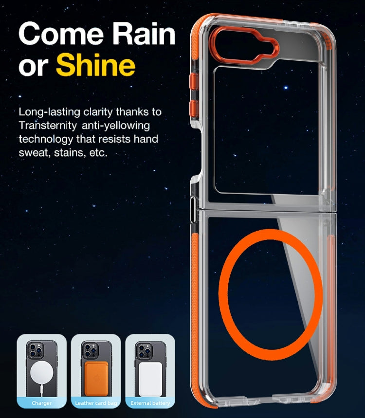 For Samsung Galaxy Z Flip6 Dual-Color Clear Acrylic Hybrid TPU MagSafe Phone Case(Orange) - Galaxy Z Flip6 5G Cases by buy2fix | Online Shopping UK | buy2fix