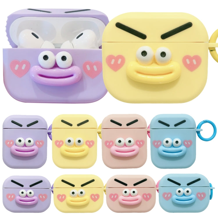 For AirPods 2 / 1 Fresh 3D Emoji Pattern Skin Feel Earbuds Box PC Case(Purple) - For AirPods Pro 2 by buy2fix | Online Shopping UK | buy2fix