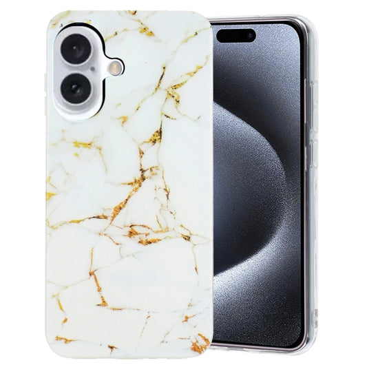 For iPhone 16 IMD Marble TPU Phone Case(White) - iPhone 16 Cases by buy2fix | Online Shopping UK | buy2fix