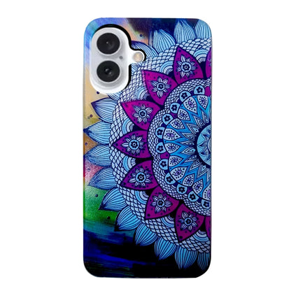 For iPhone 16 Colored Drawing Pattern TPU Phone Case(Half-flower) - iPhone 16 Cases by buy2fix | Online Shopping UK | buy2fix