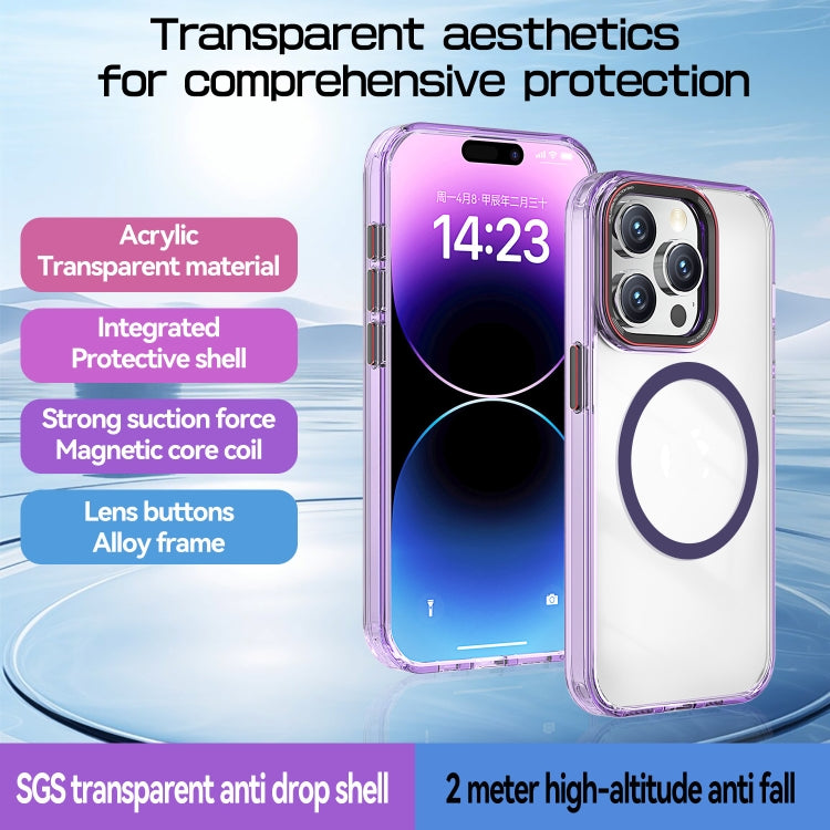 For iPhone 13 Crystal TPU Hybrid PC MagSafe Phone Case(Transparent Blue) - iPhone 13 Cases by buy2fix | Online Shopping UK | buy2fix