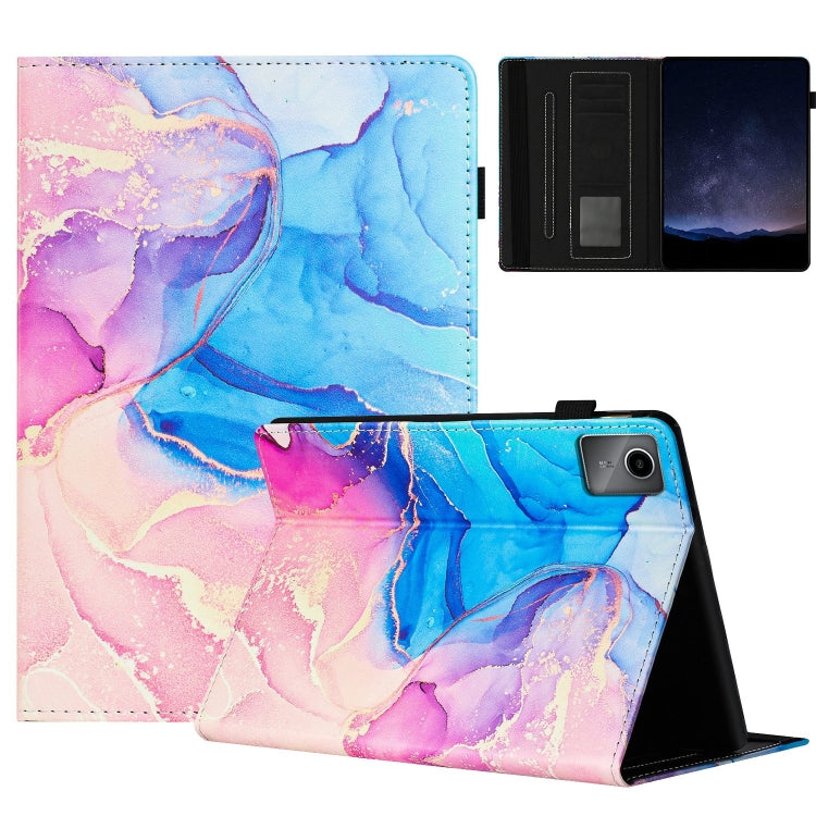 For Lenovo Tab M11/ Xiaoxin Pad 11 2024 Marble Litchi Leather Smart Tablet Case(Pink Blue) - Lenovo by buy2fix | Online Shopping UK | buy2fix