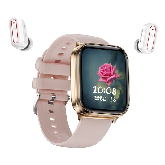 X9 1.85 inch Square Screen 2 in 1 Bluetooth Earphone Smart Watch(Gold Pink) - Smart Watches by buy2fix | Online Shopping UK | buy2fix