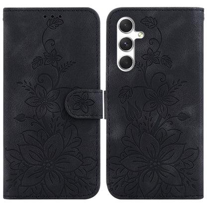 For Samsung Galaxy S25+ 5G Lily Embossed Leather Phone Case(Black) - Galaxy S25+ 5G Cases by buy2fix | Online Shopping UK | buy2fix