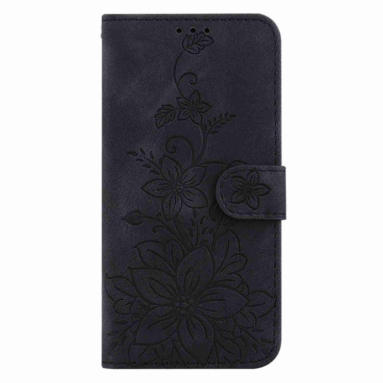 For Samsung Galaxy S25+ 5G Lily Embossed Leather Phone Case(Black) - Galaxy S25+ 5G Cases by buy2fix | Online Shopping UK | buy2fix