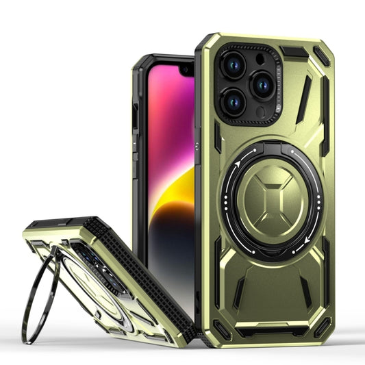 For iPhone 13 Pro Armor II Series MagSafe Magnetic Holder Phone Case(Army Green) - iPhone 13 Pro Cases by buy2fix | Online Shopping UK | buy2fix