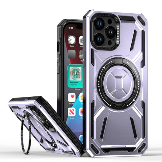 For iPhone 12 Pro Max Armor II Series MagSafe Magnetic Holder Phone Case(Light Purple) - iPhone 12 Pro Max Cases by buy2fix | Online Shopping UK | buy2fix