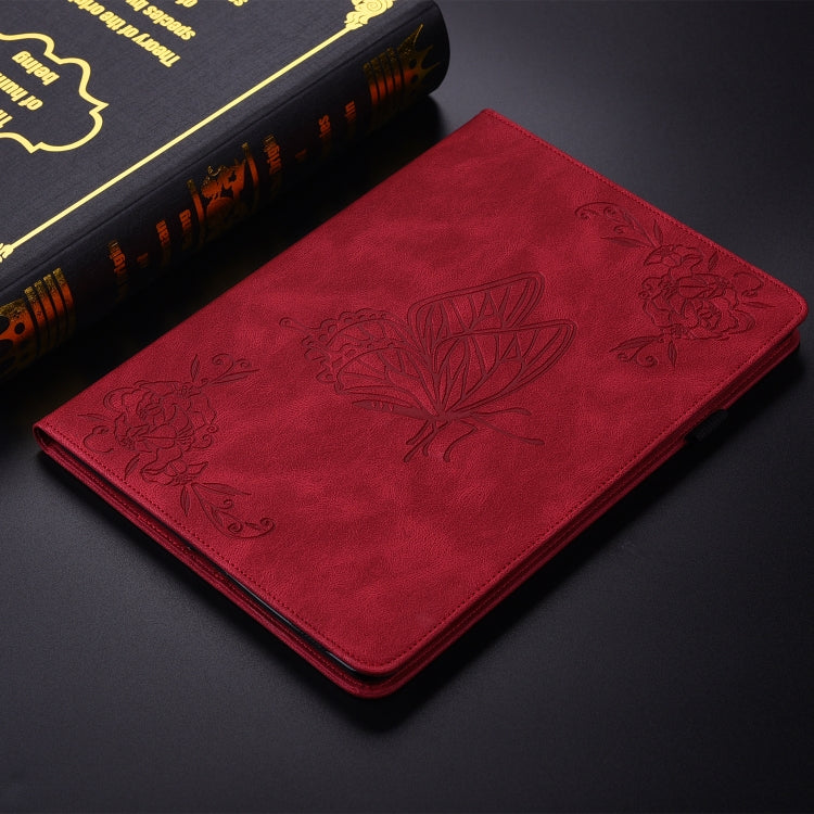 For Huawei MatePad SE 11 2024 Butterfly Flower Embossed Leather Tablet Case(Red) - Huawei by buy2fix | Online Shopping UK | buy2fix