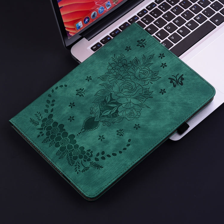 For Huawei MatePad SE 11 2024 Butterfly Rose Embossed Leather Tablet Case(Green) - Huawei by buy2fix | Online Shopping UK | buy2fix