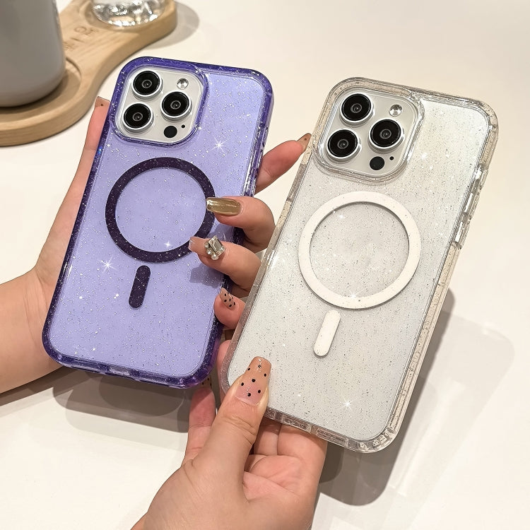 For iPhone 13 Glitter Powder TPU Hybrid PC MagSafe Phone Case(Purple) - iPhone 13 Cases by buy2fix | Online Shopping UK | buy2fix