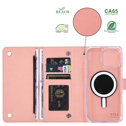 For iPhone 15 Pro ViLi GHB-C Series RFID MagSafe Magnetic Flip Leather Phone Case(Pink) - iPhone 15 Pro Cases by ViLi | Online Shopping UK | buy2fix