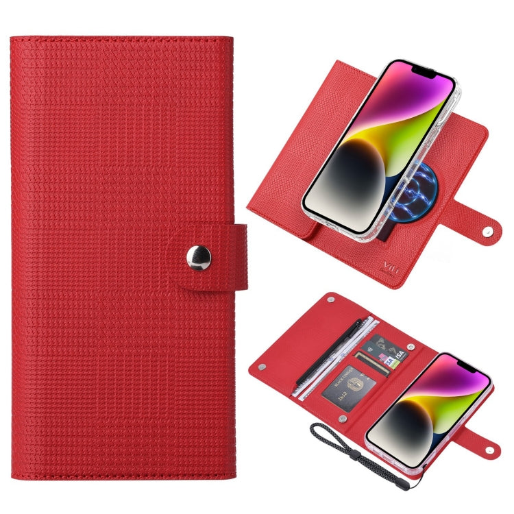 For iPhone 14 Plus ViLi GHB-C Series RFID MagSafe Magnetic Flip Leather Phone Case(Red) - iPhone 14 Plus Cases by ViLi | Online Shopping UK | buy2fix