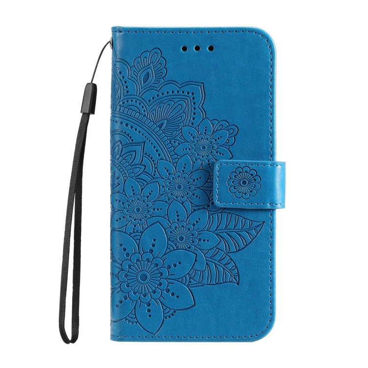 For Redmi K70 Ultra Seven-petal Flowers Embossing Leather Phone Case(Blue) - Xiaomi Cases by buy2fix | Online Shopping UK | buy2fix