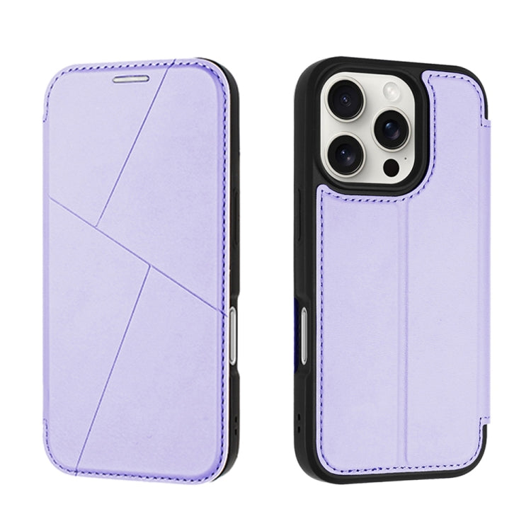 For iPhone 16 Pro Max Magnetic Armor Series RFID Card Slots Leather Phone Case(Purple) - iPhone 16 Pro Max Cases by buy2fix | Online Shopping UK | buy2fix