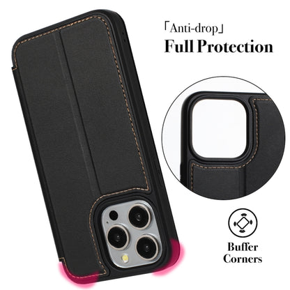 For iPhone 16 Pro Magnetic Armor Series RFID Card Slots Leather Phone Case(Black) - iPhone 16 Pro Cases by buy2fix | Online Shopping UK | buy2fix