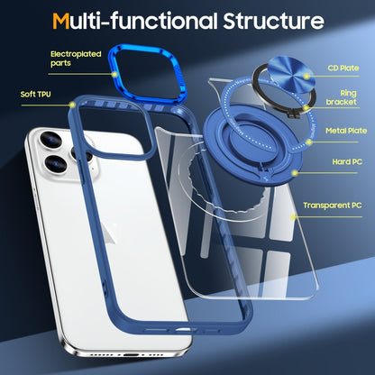 For iPhone 16 Pro Max Magnetic Rotating Ring Holder Phone Case(Dark Blue) - iPhone 16 Pro Max Cases by buy2fix | Online Shopping UK | buy2fix