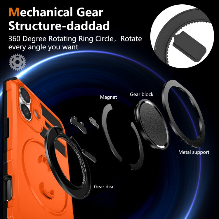 For iPhone 16 Plus Rotating Magnetic Holder Phone Case(Orange) - iPhone 16 Plus Cases by buy2fix | Online Shopping UK | buy2fix