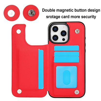 For iPhone 16 Pro Max Double Buckle Rhombic PU Leather Phone Case(Red) - iPhone 16 Pro Max Cases by buy2fix | Online Shopping UK | buy2fix