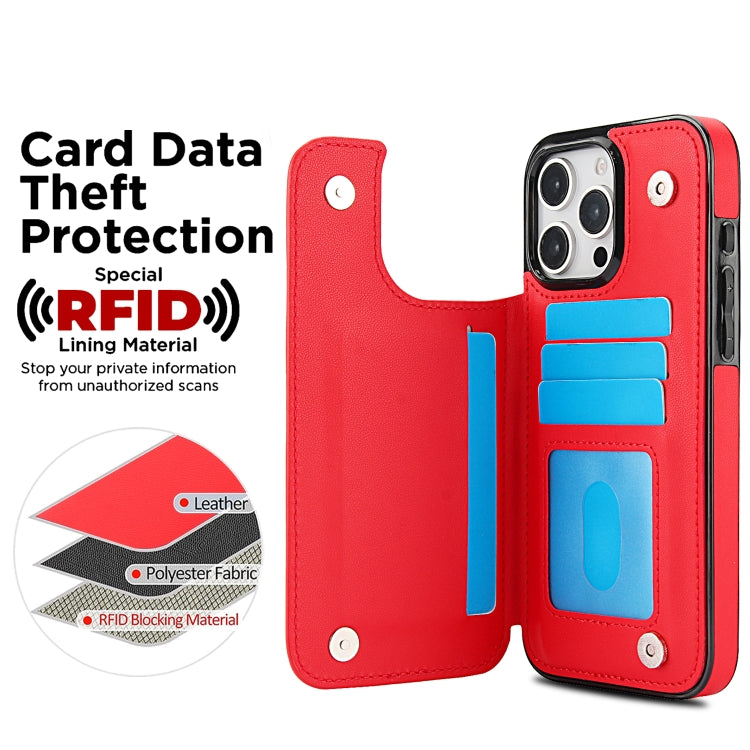 For iPhone 16 Pro Max Double Buckle Rhombic PU Leather Phone Case(Red) - iPhone 16 Pro Max Cases by buy2fix | Online Shopping UK | buy2fix