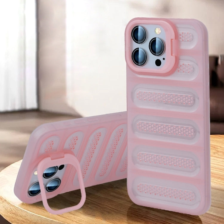 For iPhone 16 Pro Max Invisible Holder Cooling Phone Case(Transparent Pink) - iPhone 16 Pro Max Cases by buy2fix | Online Shopping UK | buy2fix