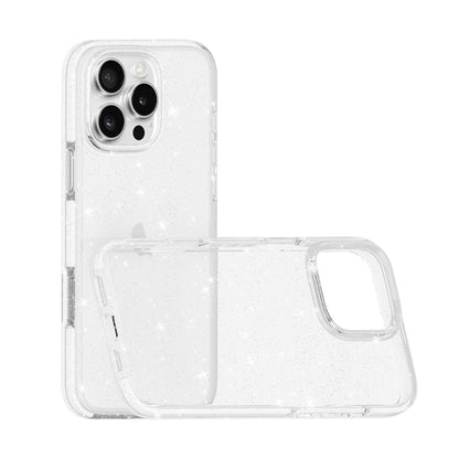 For iPhone 16 Plus Dual Color Clear Glitter TPU + TPE Full Coverage Phone Case(Glitter White) - iPhone 16 Plus Cases by buy2fix | Online Shopping UK | buy2fix