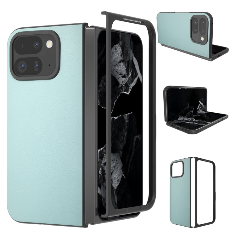 For Google Pixel 9 Pro Fold PU Leather Black Frame Full Coverage Phone Case(Light Blue) - Google Cases by buy2fix | Online Shopping UK | buy2fix