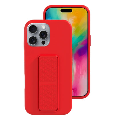 For iPhone 16 Pro Liquid Silicone Holder Phone Case(Red) - iPhone 16 Pro Cases by buy2fix | Online Shopping UK | buy2fix