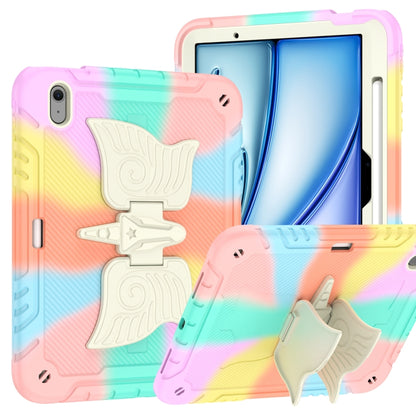 For iPad Air 11 2024 Kickstand PC Hybrid Silicone Tablet Case with Strap(Colorful Rose Gold) - iPad Air 11 2024 Cases by buy2fix | Online Shopping UK | buy2fix