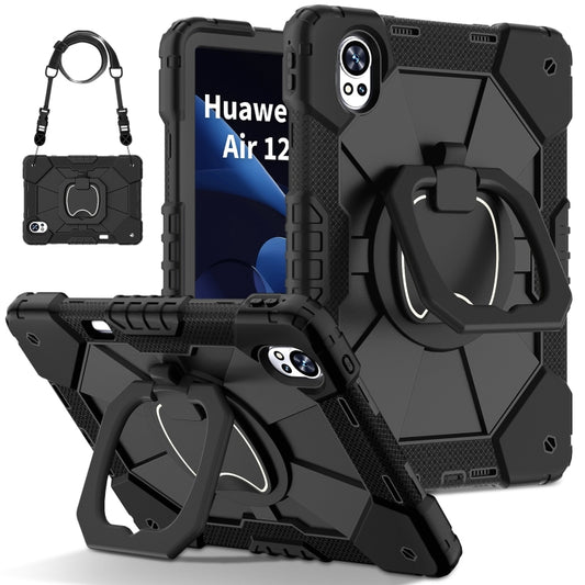 For Huawei MatePad Air 12 2024 Contrast Color Robot Silicone Hybrid PC Tablet Case(Black) - Huawei by buy2fix | Online Shopping UK | buy2fix