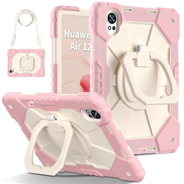 For Huawei MatePad Air 12 2024 Contrast Color Robot Silicone Hybrid PC Tablet Case(Rose Gold Beige) - Huawei by buy2fix | Online Shopping UK | buy2fix