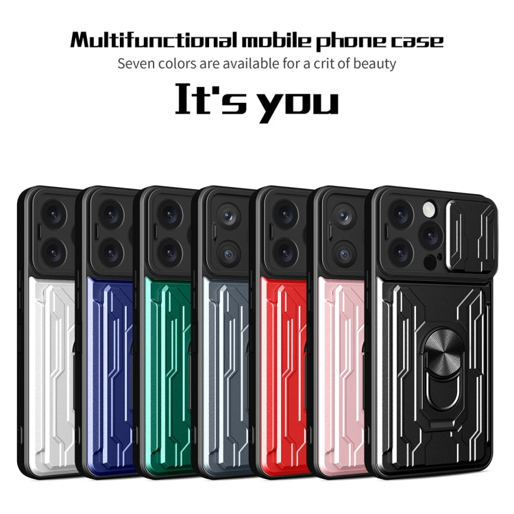 For iPhone 16 Pro Max Sliding Camshield TPU+PC Phone Case with Card Slot(Red) - iPhone 16 Pro Max Cases by buy2fix | Online Shopping UK | buy2fix