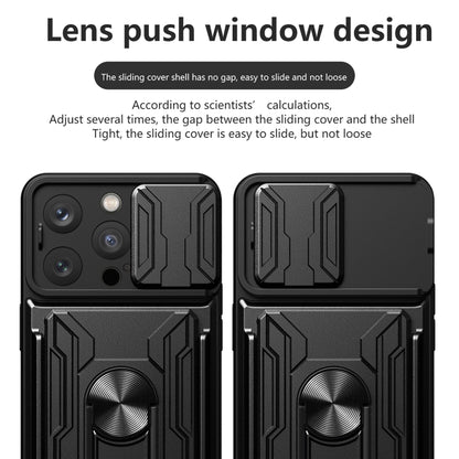 For iPhone 16 Pro Sliding Camshield TPU+PC Phone Case with Card Slot(Black) - iPhone 16 Pro Cases by buy2fix | Online Shopping UK | buy2fix