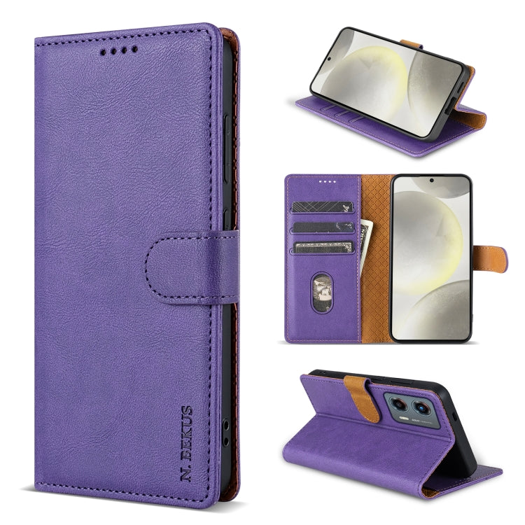 For Motorola Moto G Play 2024 N.BEKUS CSJ-P1 Solid Color Leather Phone Case(Purple) - Motorola Cases by N.BEKUS | Online Shopping UK | buy2fix