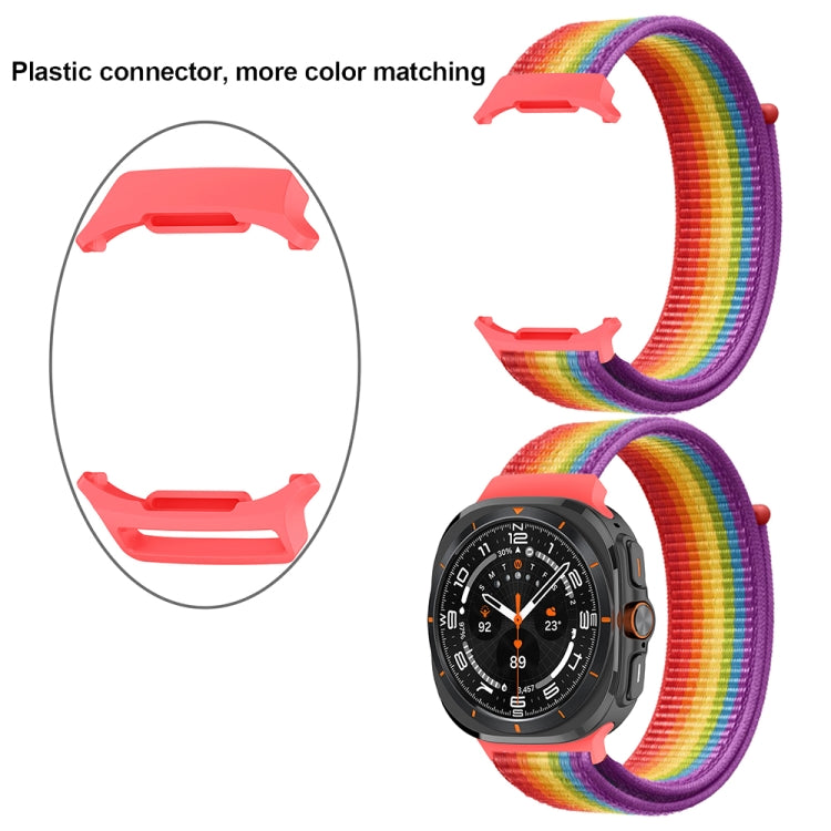 For Samsung Galaxy Watch Ultra 47mm Plastic Connector Nylon Loop Watch Band(Pink White Pink) - Watch Bands by buy2fix | Online Shopping UK | buy2fix