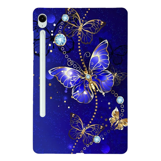 For Samsung Galaxy Tab S9 / S9 FE Color Painting Pattern Smart Tablet TPU Case(Blue Butterfly) - Galaxy Tab S9 Cases by buy2fix | Online Shopping UK | buy2fix