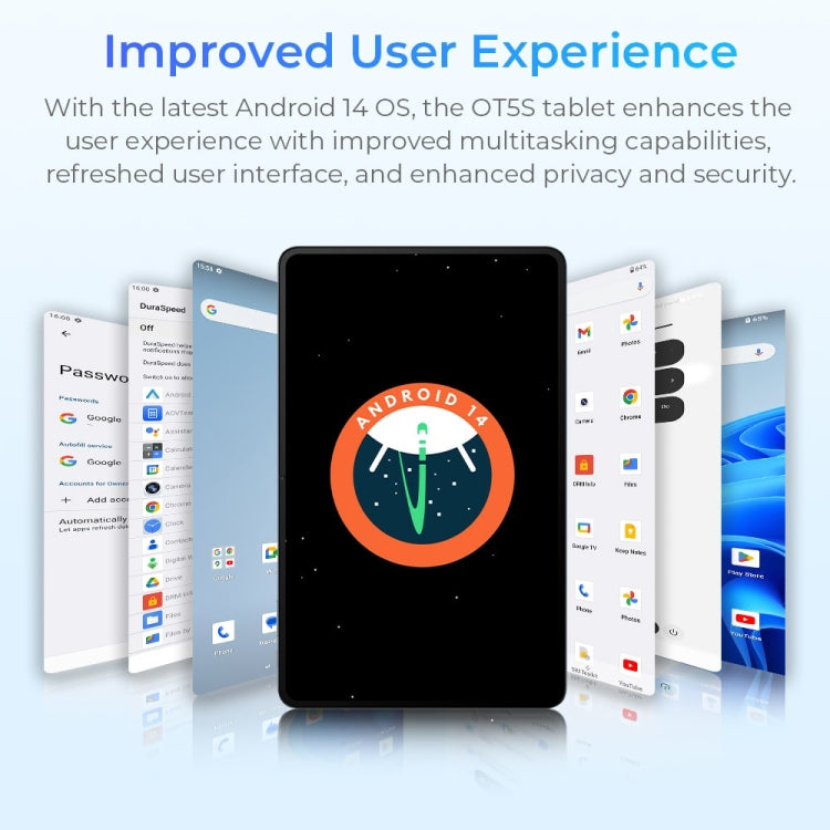 OUKITEL OT5S Tablet PC 12 inch 2.4K Screen, 6GB+256GB, Android 14 Unisoc Tiger T606 Octa Core, Support Dual SIM 4G Network, EU Plug(Blue) - Other by OUKITEL | Online Shopping UK | buy2fix
