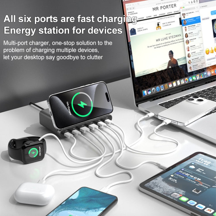 160W 4 x Type-C + 2 x USB Multi Ports Charger Support QI Wireless Charging(Black) - Multifunction Charger by buy2fix | Online Shopping UK | buy2fix