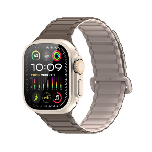 For Apple Watch Ultra 2 49mm DUX DUCIS KJ Series Magnetic Buckle Silicone Watch Band(Brown Grey) - Watch Bands by DUX DUCIS | Online Shopping UK | buy2fix