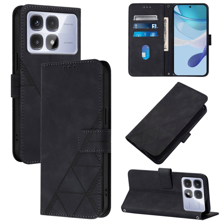 For Redmi K70 Ultra 5G Global Crossbody 3D Embossed Flip Leather Phone Case(Black) - Xiaomi Cases by buy2fix | Online Shopping UK | buy2fix