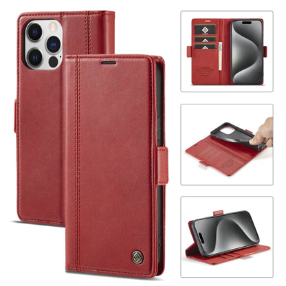 For iPhone 16 Pro Max LC.IMEEKE Skin-friendly Card Slots Leather Phone Case(Red) - iPhone 16 Pro Max Cases by LC.IMEEKE | Online Shopping UK | buy2fix