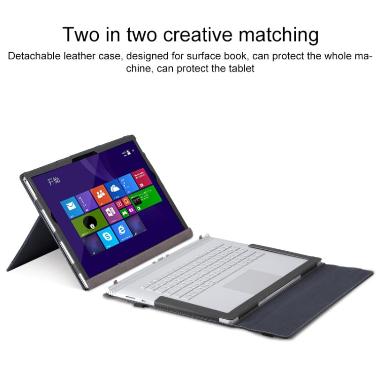 For Microsoft Surface Book 3 / 2 / 1 13.5 inch PU Leather Laptop Protective Case with Screen Stand(Dark Blue) - 13.3 inch by buy2fix | Online Shopping UK | buy2fix