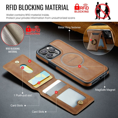 For iPhone 14 Pro DG.MING K1 MagSafe Detachable Wallet RFID Back Cover Phone Case(Brown) - iPhone 14 Pro Cases by DG.MING | Online Shopping UK | buy2fix