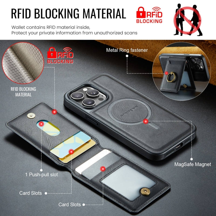 For iPhone 13 DG.MING K1 MagSafe Detachable Wallet RFID Back Cover Phone Case(Black) - iPhone 13 Cases by DG.MING | Online Shopping UK | buy2fix