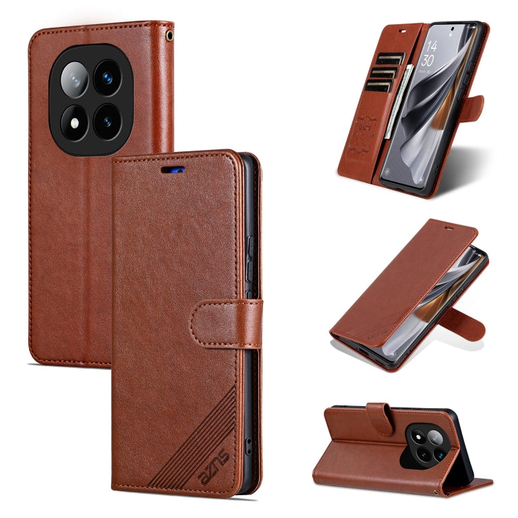 For Redmi Note 14 Pro 5G AZNS Sheepskin Texture Flip Leather Phone Case(Brown) - Note 14 Pro Cases by AZNS | Online Shopping UK | buy2fix