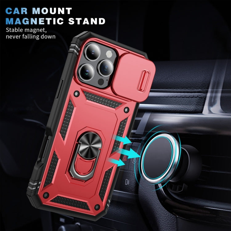 For iPhone 16 Pro Max Sliding Camshield TPU + PC Phone Case with Holder(Red+Black) - iPhone 16 Pro Max Cases by buy2fix | Online Shopping UK | buy2fix