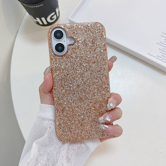 For iPhone 16 Glitter Powder Shockproof TPU Phone Case(Rose Gold) - iPhone 16 Cases by buy2fix | Online Shopping UK | buy2fix