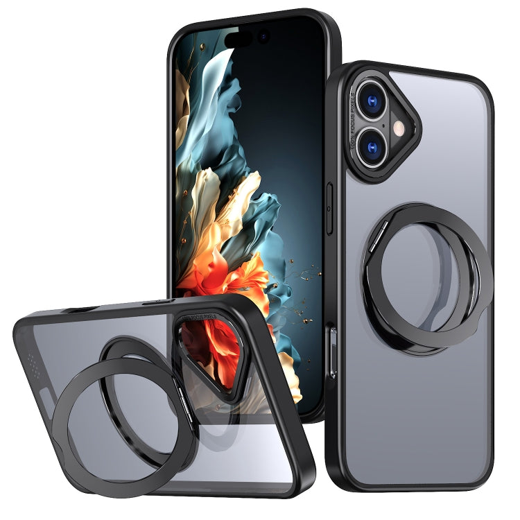 For iPhone 16 Plus Wing Series MagSafe Magnetic Ring Holder Phone Case(Black) - iPhone 16 Plus Cases by buy2fix | Online Shopping UK | buy2fix