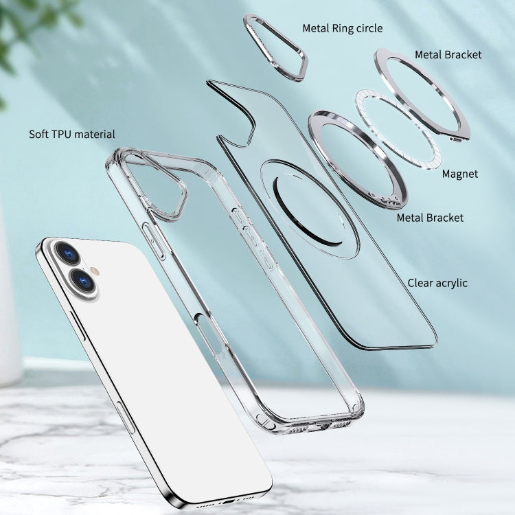 For iPhone 16 Wing Series MagSafe Magnetic Ring Holder Phone Case(Transparent) - iPhone 16 Cases by buy2fix | Online Shopping UK | buy2fix