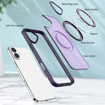 For iPhone 16 Wing Series MagSafe Magnetic Ring Holder Phone Case(Dark Purple) - iPhone 16 Cases by buy2fix | Online Shopping UK | buy2fix