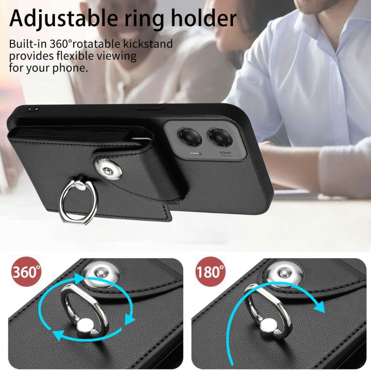 For Motorola Moto G Stylus 5G 2024 Organ Card Bag Ring Holder Phone Case(Black) - Motorola Cases by buy2fix | Online Shopping UK | buy2fix